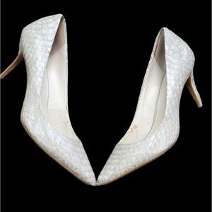 Calvin Klein Gayle Grayish Taupe Snakeskin Pattern Heels